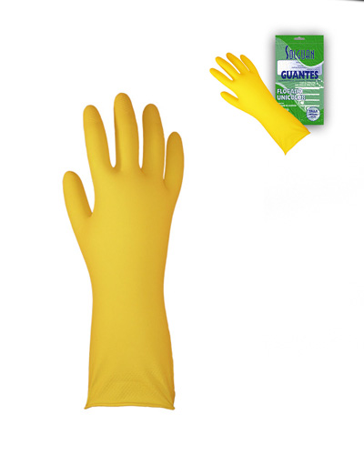 Guantes Flocados. Unicolor. Amarillo. Par.