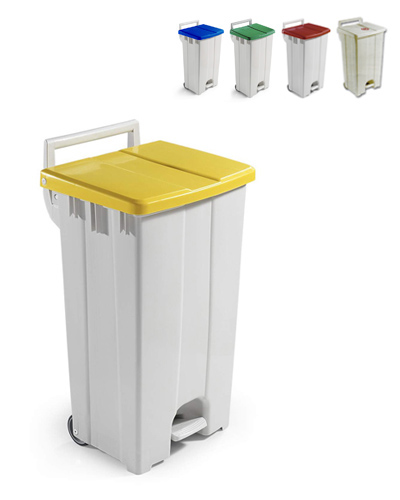 Caja de 4 contenedores a pedal ♻️ Papeleras de reciclaje