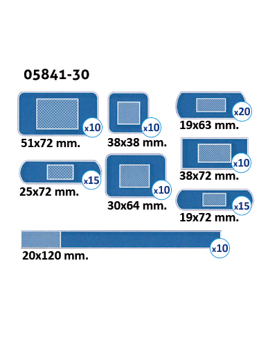 Tiritas *Detectables* Tamaos variados. Pack-100