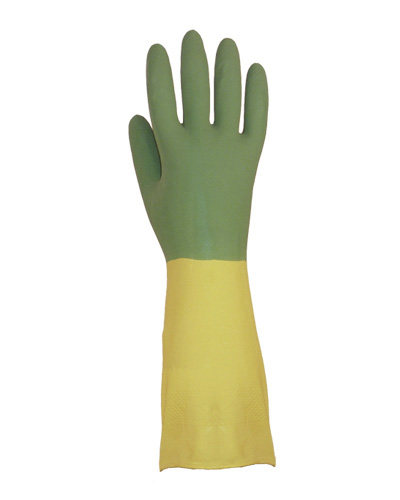 Guantes Satinados Extra BICOLOR.Amarillo/Verde. Par.